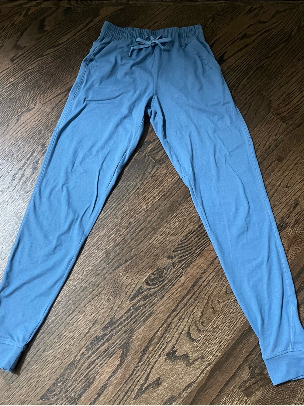 Women’s  Cornflower Blue Jogger Pants cuff hem with back zip pocket EUC sz S